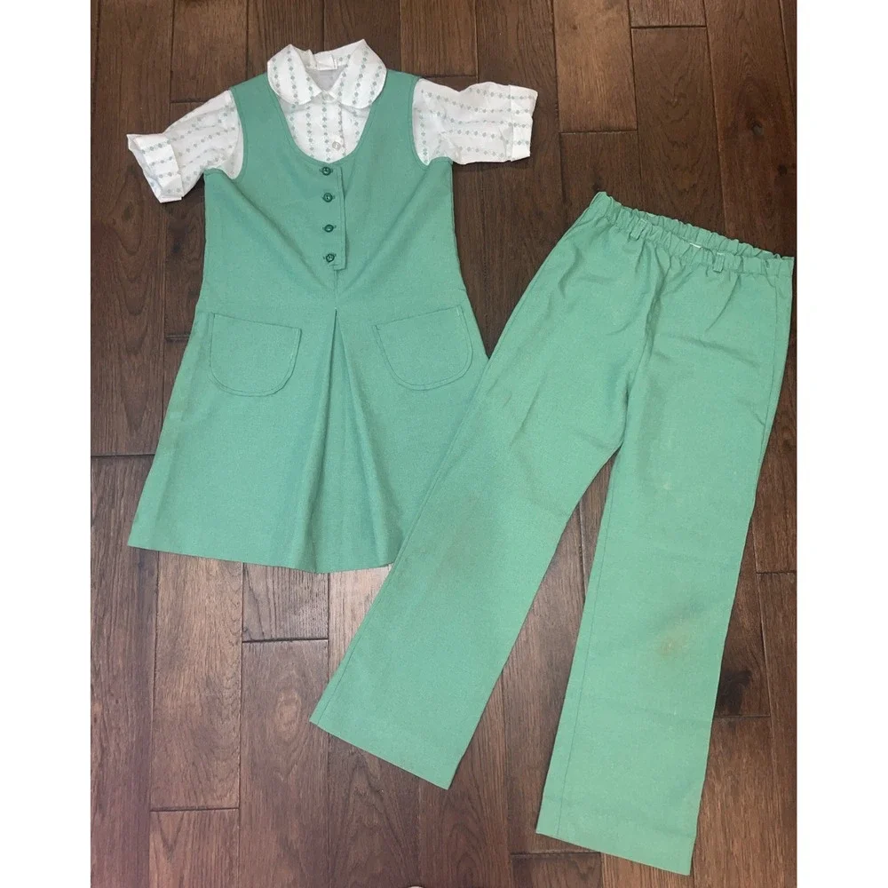 Official Girl Scout VTG 70s Uniform‎ 3 Piece Set Juniors Size 12-14